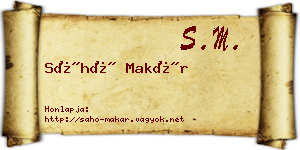 Sáhó Makár névjegykártya